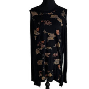 All Saints Arosa Aino Cold Shoulder Long Black Tee Shirt Size Medium Nashville